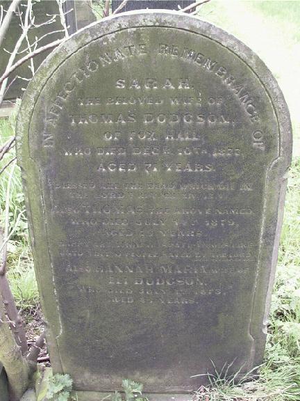 Thomas, Sarah and Hannah Maria's Grave, Darton West Yorkshire.